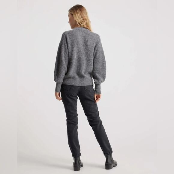 NEW Quince Baby Alpaca Wool Crew Neck Sweater in Charcoal Gray Womens M - Picture 2 of 11